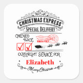 Feestelijke kerst Noordpool mail voeg naam toe Vierkante Sticker (Voorkant)