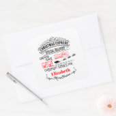 Feestelijke kerst Noordpool mail voeg naam toe Vierkante Sticker (Envelop)