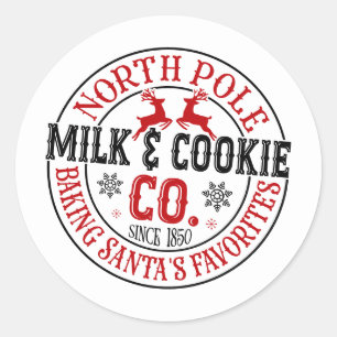 Feestelijke Kerst Noordpool Melk Koek Bedrijf Ronde Sticker