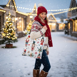 Feestelijke Kerst Notenkraker Herbruikbare Kerstta Tote Bag