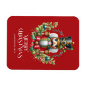 Feestelijke Kerst Notenkraker Krans Custom Foto Magneet (Horizontaal)