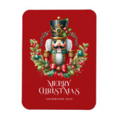Feestelijke Kerst Notenkraker Krans Custom Foto Magneet (Verticaal)