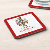 Feestelijke kerst notenkraker op wit bier onderzetter (Linkerzijde)