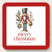 Feestelijke kerst notenkraker op wit bier onderzetter (Voorkant)