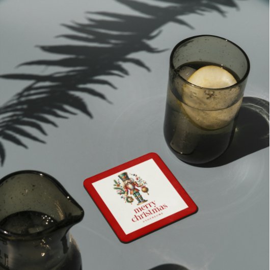 Feestelijke kerst notenkraker op wit bier onderzetter