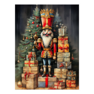 Feestelijke Kerst Notenkraker Schildering Vakantie Perfect Poster