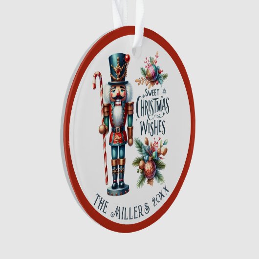 Feestelijke Kerst Notenkrakers Custom Text Ornament (voorkant)