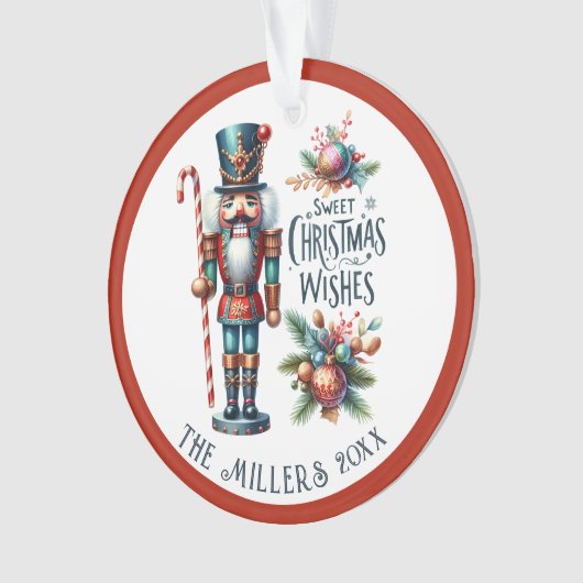 Feestelijke Kerst Notenkrakers Custom Text Ornament (voorkant)