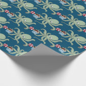 feestelijke kerst-octopusfeest cadeaupapier (Hoek)