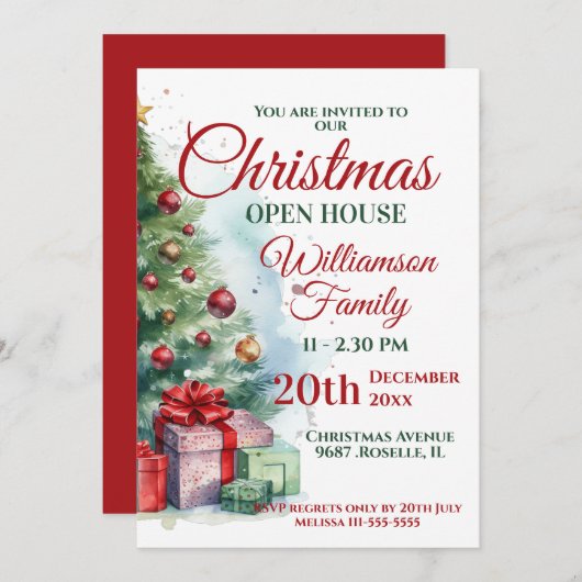 Feestelijke Kerst Open Huis Kaart (Voorkant / Achterkant)