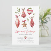 Feestelijke kerst ornament uitwisseling partij kaart (Staand voorkant)