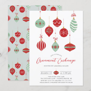 Feestelijke kerst ornament uitwisseling partij kaart
