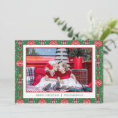 Feestelijke Kerst Ornamenten Patroon Foto Feestdagenkaart (Staand voorkant)