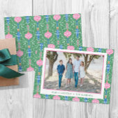 Feestelijke Kerst Ornamenten Patroon Foto Feestdagenkaart