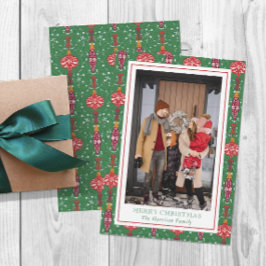 Feestelijke Kerst Ornamenten Patroon Foto Feestdagenkaart