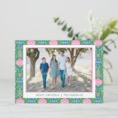 Feestelijke Kerst Ornamenten Patroon Foto Feestdagenkaart (Staand voorkant)