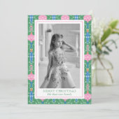 Feestelijke Kerst Ornamenten Patroon Foto Feestdagenkaart (Staand voorkant)