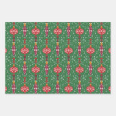 Feestelijke Kerst Ornamenten Patroon Inpakpapier Vel (Voorkant 3)