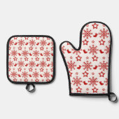 Feestelijke Kerst Oven Mitt & Pot Houder Set (Voorkant)