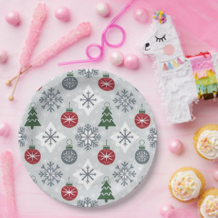Feestelijke Kerst Papier Bord met Sneeuwvlokken