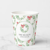 Feestelijke kerst papier kopjes Waterverf krans Papieren Bekers (Voorkant)