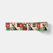 Feestelijke Kerst Patchwork Zwarte Lab Grosgrain Lint (Voorkant)