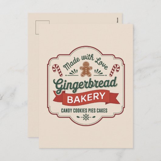 Feestelijke kerst peperkoek bakkerij feestdagenkaart (Voorkant / Achterkant)