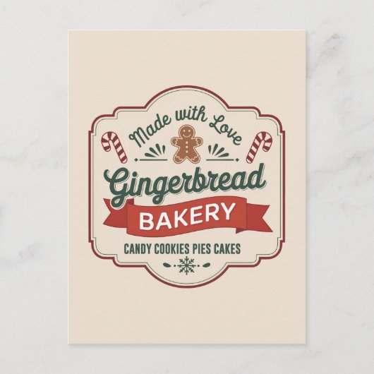 Feestelijke kerst peperkoek bakkerij feestdagenkaart (Voorkant)