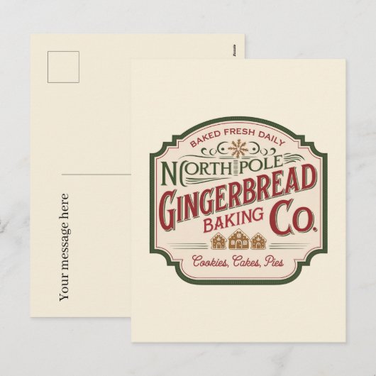 Feestelijke Kerst peperkoek bedrijf voeg bericht t Feestdagenkaart (Voorkant / Achterkant)