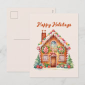 Feestelijke kerst peperkoek waterverf feestdagenkaart (Voorkant / Achterkant)