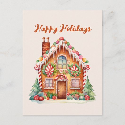 Feestelijke kerst peperkoek waterverf feestdagenkaart (Voorkant)