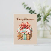 Feestelijke Kerst peperkoek waterverf Vakantie Feestdagenkaart (Staand voorkant)