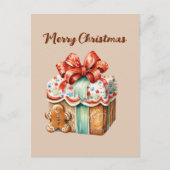 Feestelijke Kerst peperkoek waterverf Vakantie Feestdagenkaart (Voorkant)