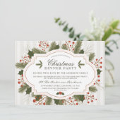 Feestelijke Kerst, Pine & Holly Kerstdiner Party Kaart (Staand voorkant)