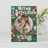 Feestelijke Kerst Plat Kerstkaart (Staand voorkant)