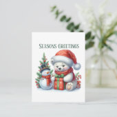 Feestelijke kerst polair beer bericht toevoegen feestdagenkaart (Staand voorkant)