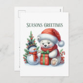 Feestelijke kerst polair beer bericht toevoegen feestdagenkaart (Voorkant / Achterkant)