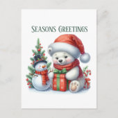 Feestelijke kerst polair beer bericht toevoegen feestdagenkaart (Voorkant)