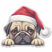 Feestelijke kerst pug kus gesneden Sticker (Voorkant)