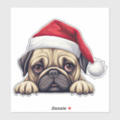 Feestelijke kerst pug kus gesneden Sticker (Vel)