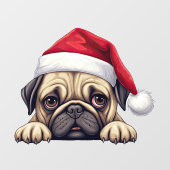 Feestelijke kerst Pug Window Cling Raamsticker (Vel)
