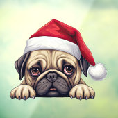 Feestelijke kerst Pug Window Cling Raamsticker (Vel 3)