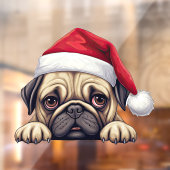 Feestelijke kerst Pug Window Cling Raamsticker (Vel 2)