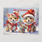 Feestelijke Kerst Puppies Vakantie Briefkaart (Voorkant)