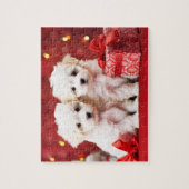 Feestelijke Kerst Puppy Duo Jigsaw Puzzel (Verticaal)
