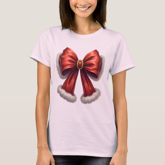Feestelijke Kerst Red Bow T-shirt (Voorkant)