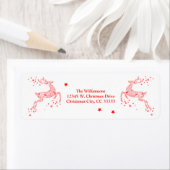 Feestelijke kerst rendier moderne rode wervelingen etiket (Insitu)