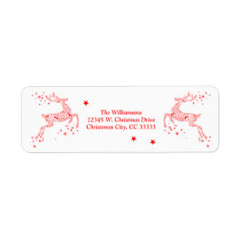 Feestelijke kerst rendier moderne rode wervelingen etiket