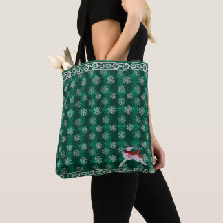 Feestelijke Kerst Rendieren & Sneeuwvlok Tote Bag