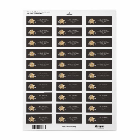 Feestelijke kerst retour adres label (Full Sheet)